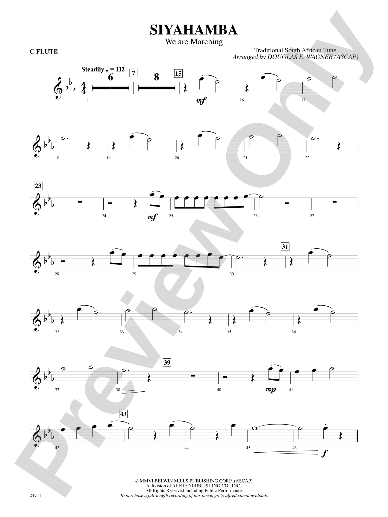 Siyahamba (We Are Marching): Flute