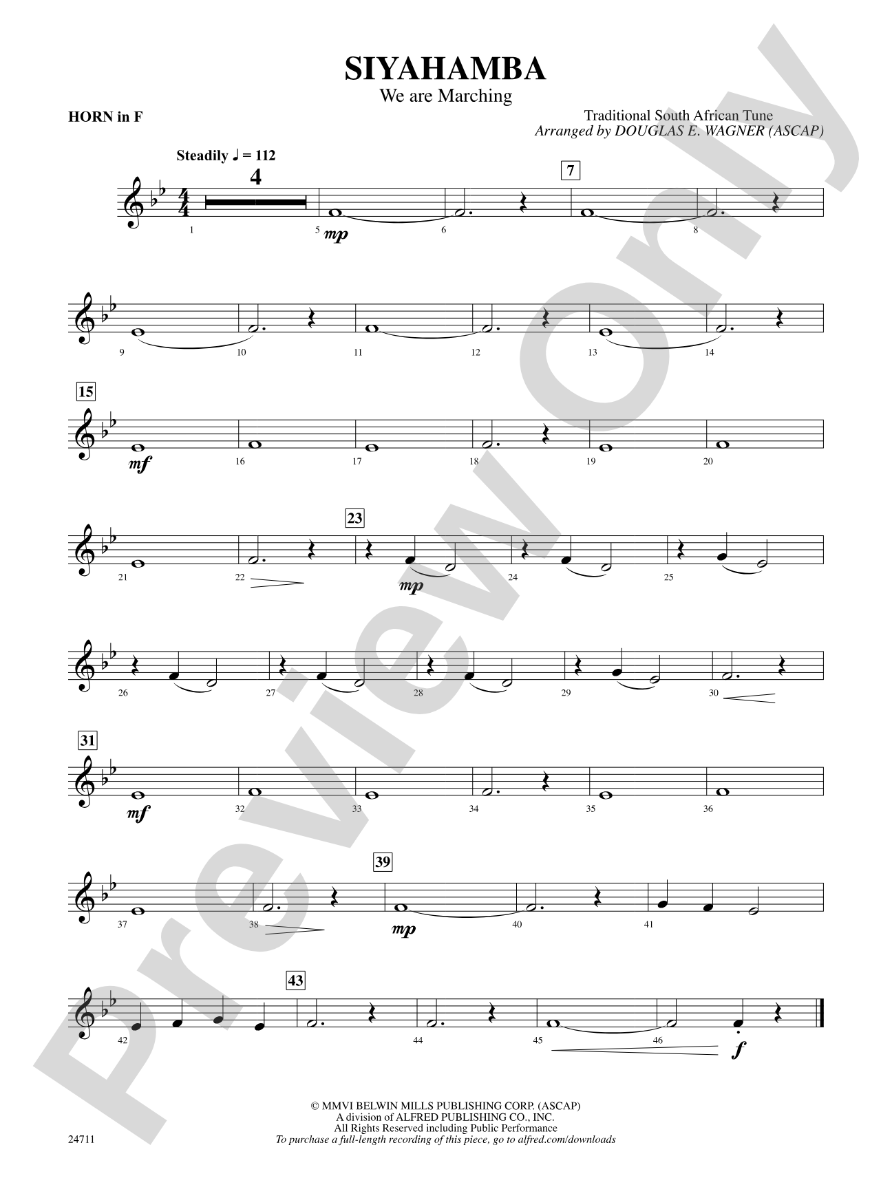 Siyahamba (We Are Marching): 1st F Horn