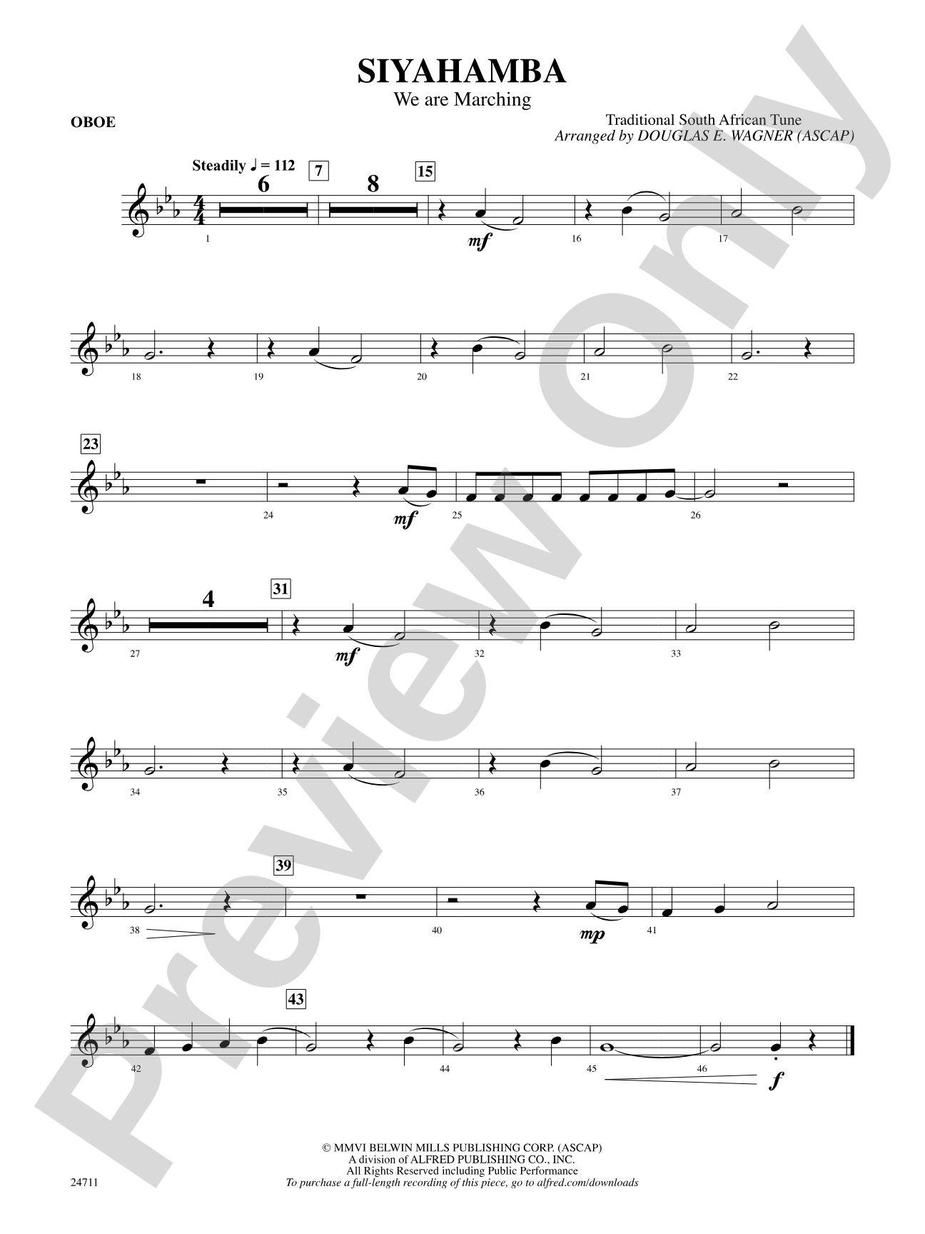 Siyahamba (We Are Marching): Oboe