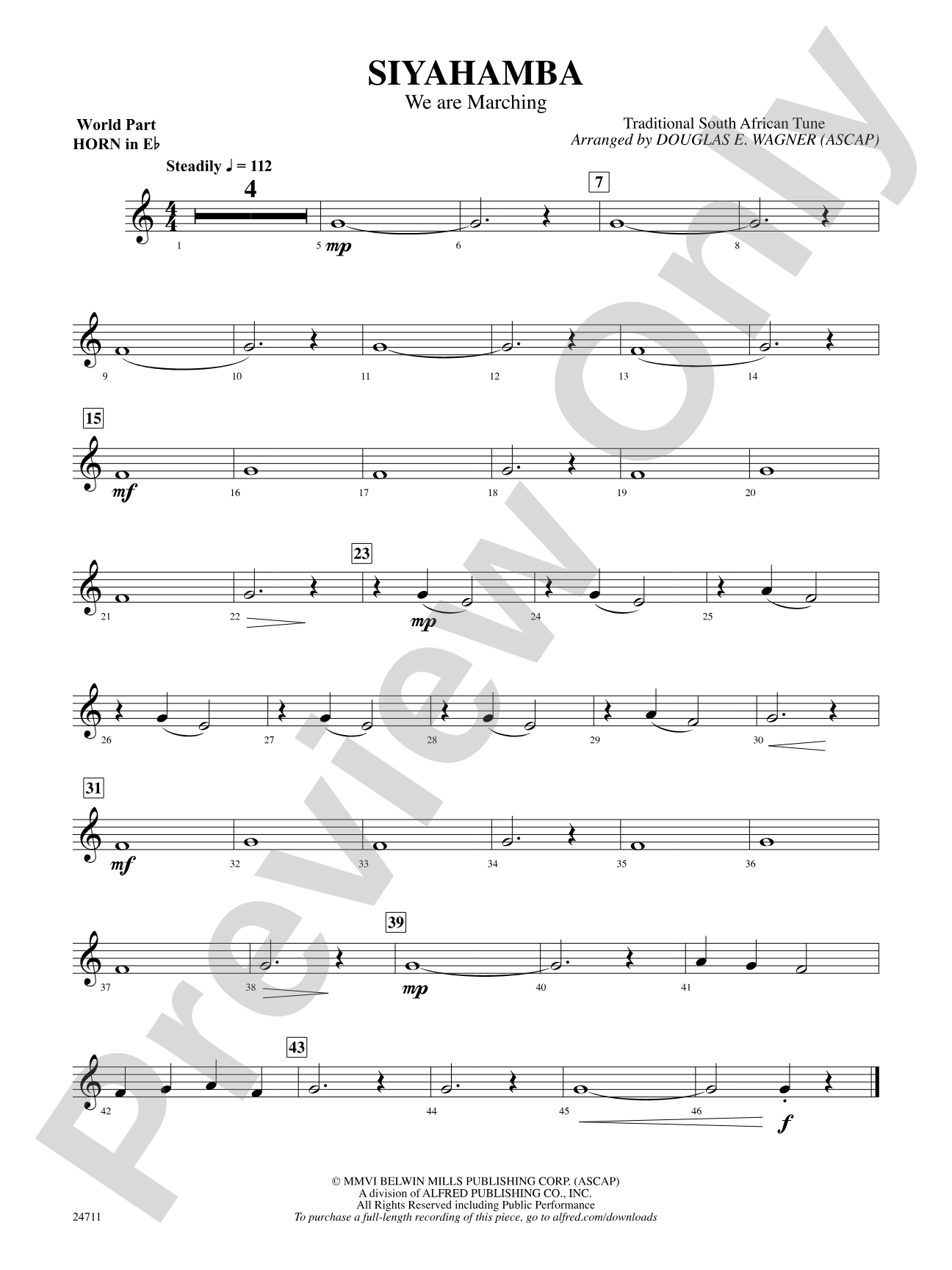 Siyahamba (We Are Marching): (wp) 1st Horn in E-flat