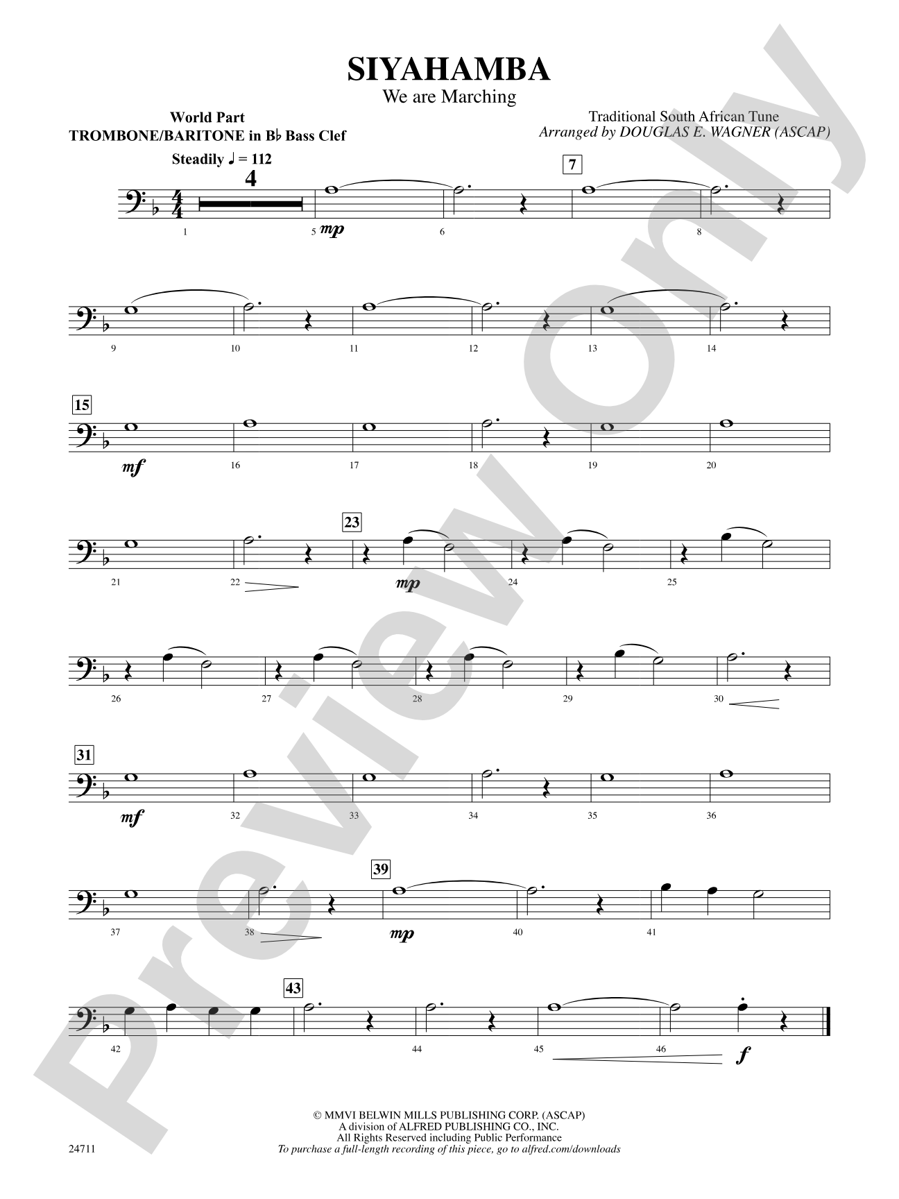 Siyahamba (We Are Marching): (wp) 1st B-flat Trombone B.C.