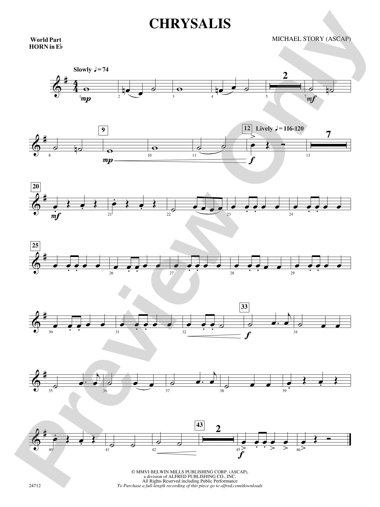 Chrysalis: (wp) 1st Horn in E-flat