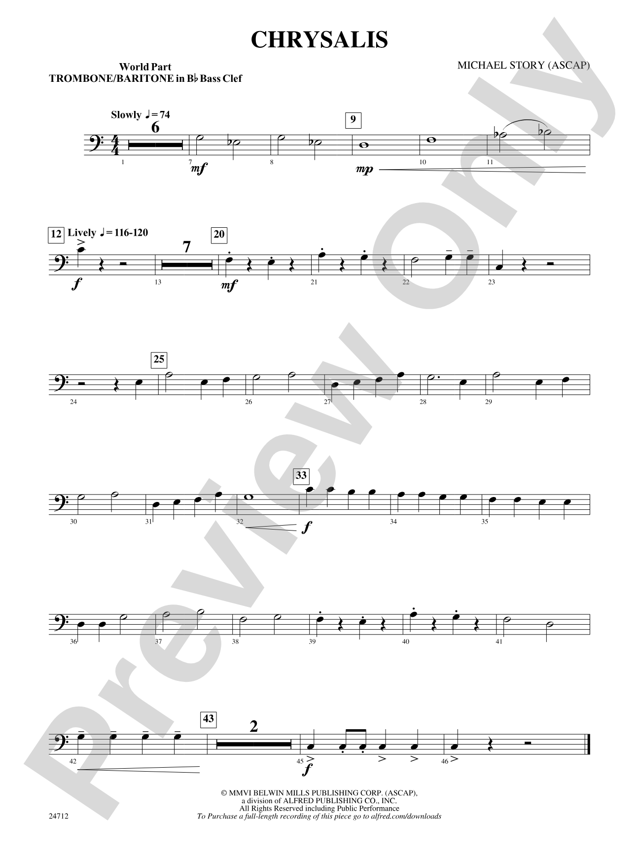 Chrysalis: (wp) 1st B-flat Trombone B.C.