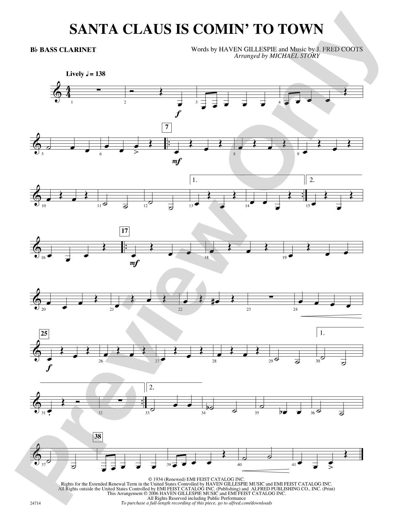 Santa Claus Is Comin' to Town: B-flat Bass Clarinet