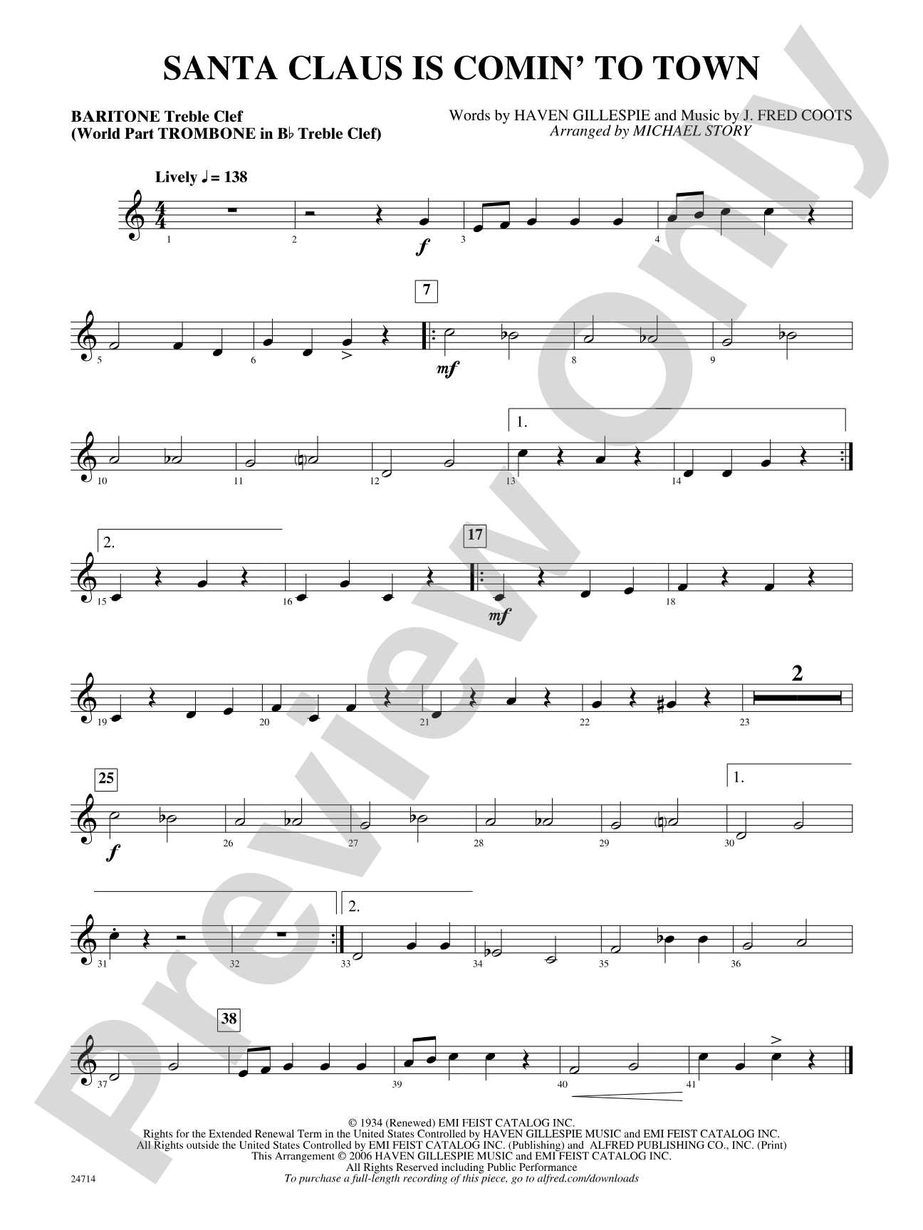 Santa Claus Is Comin' to Town: Baritone T.C.