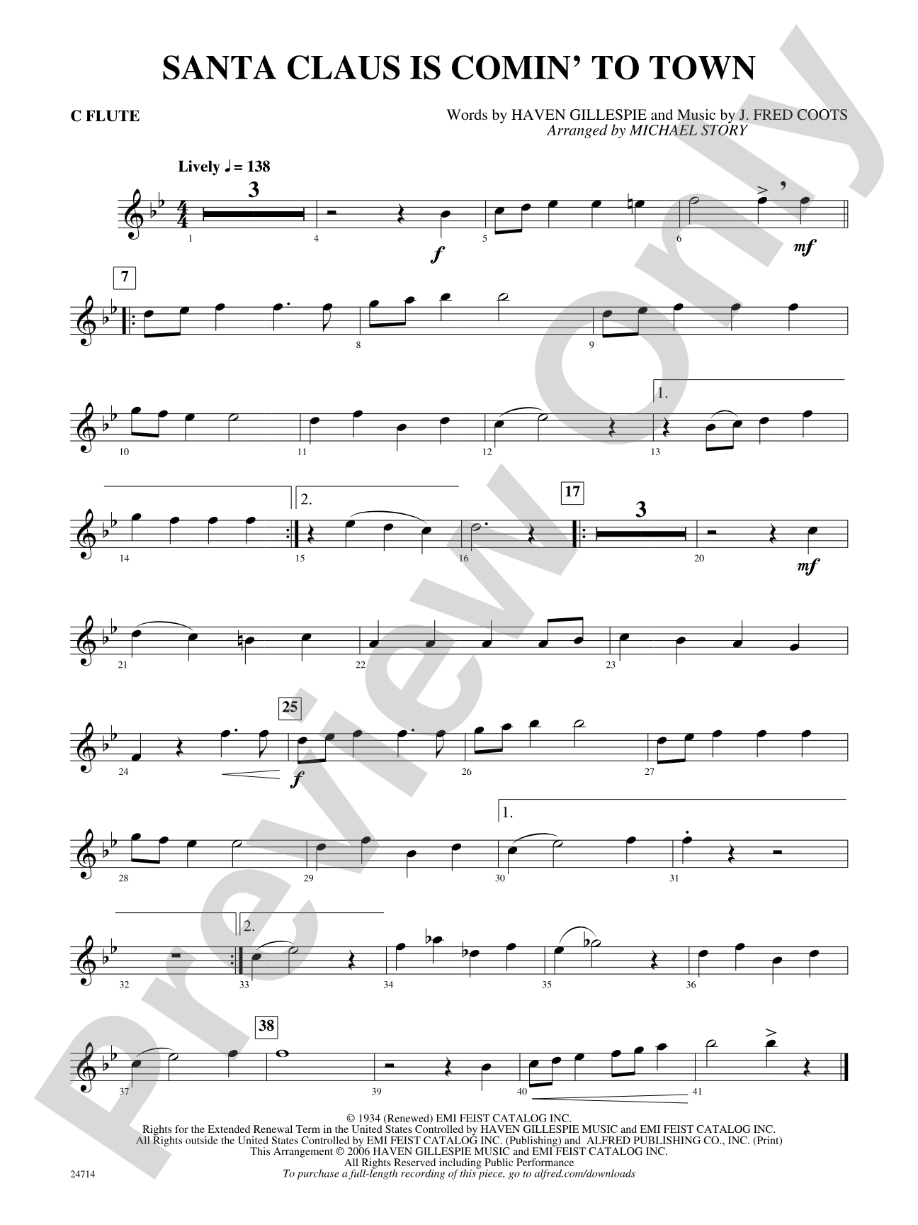 Santa Claus Is Comin' to Town: Flute