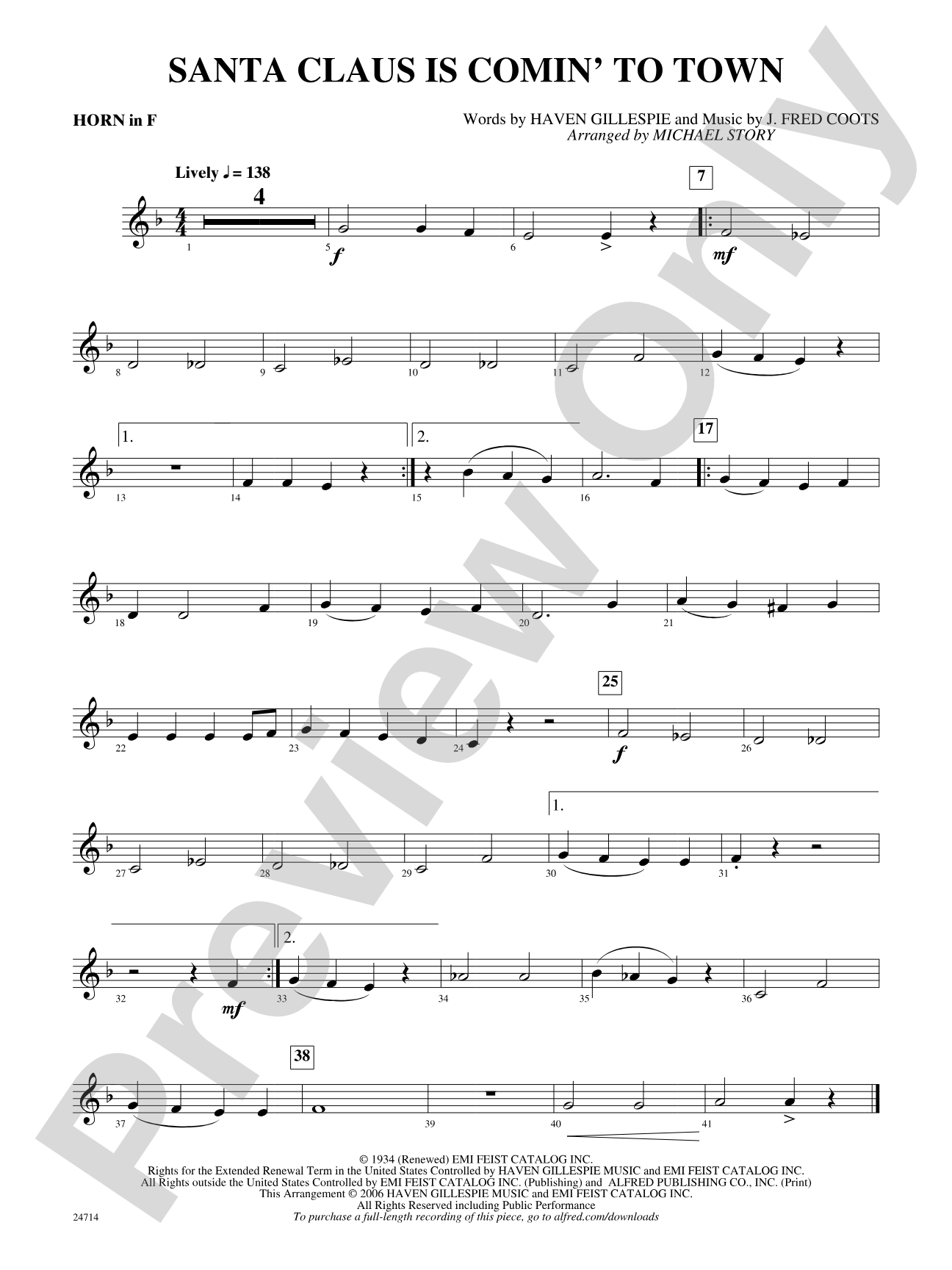 Santa Claus Is Comin' to Town: 1st F Horn