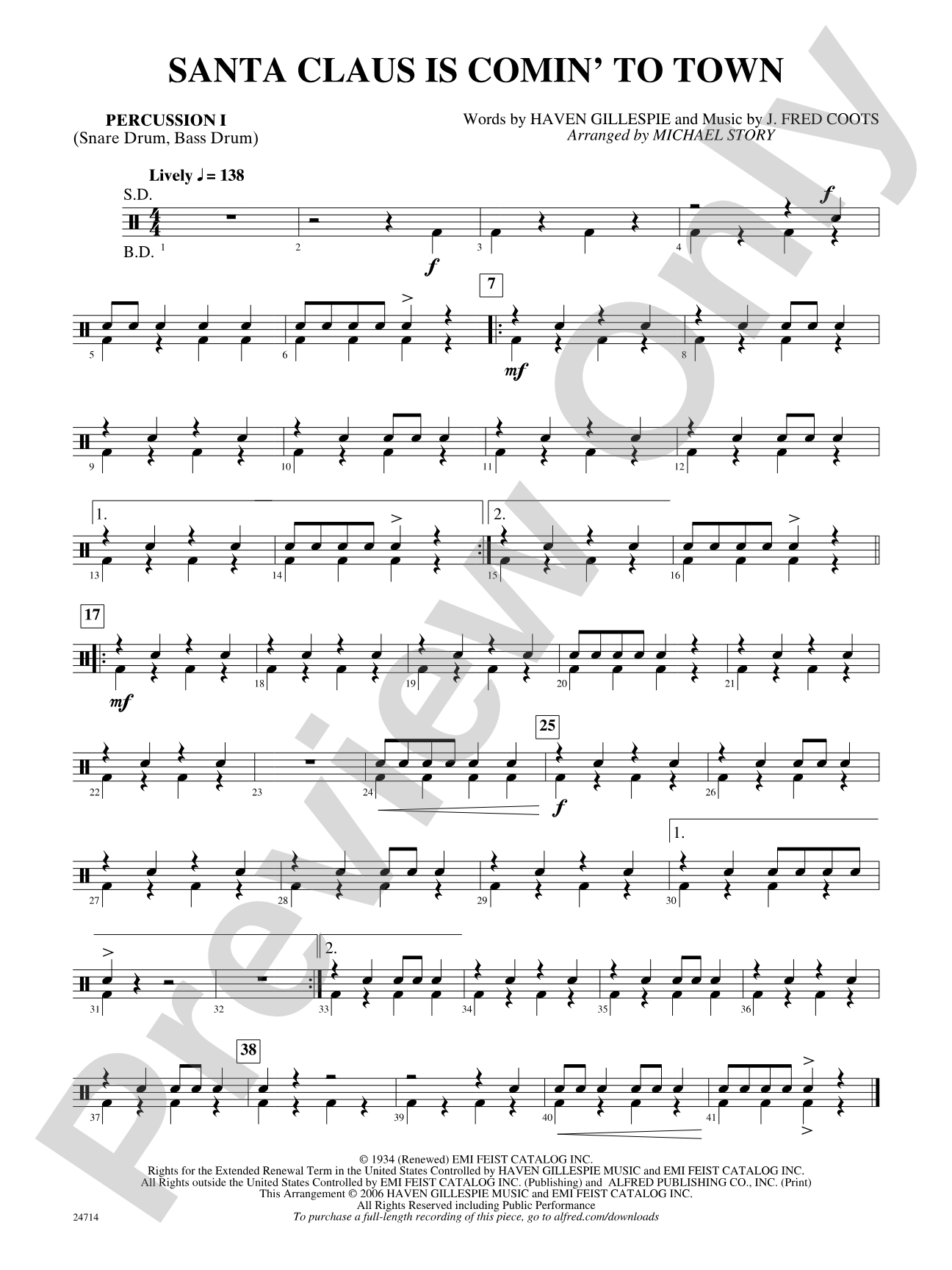 Santa Claus Is Comin' to Town: 1st Percussion