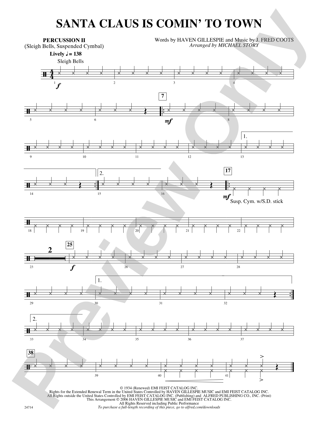 Santa Claus Is Comin' to Town: 2nd Percussion