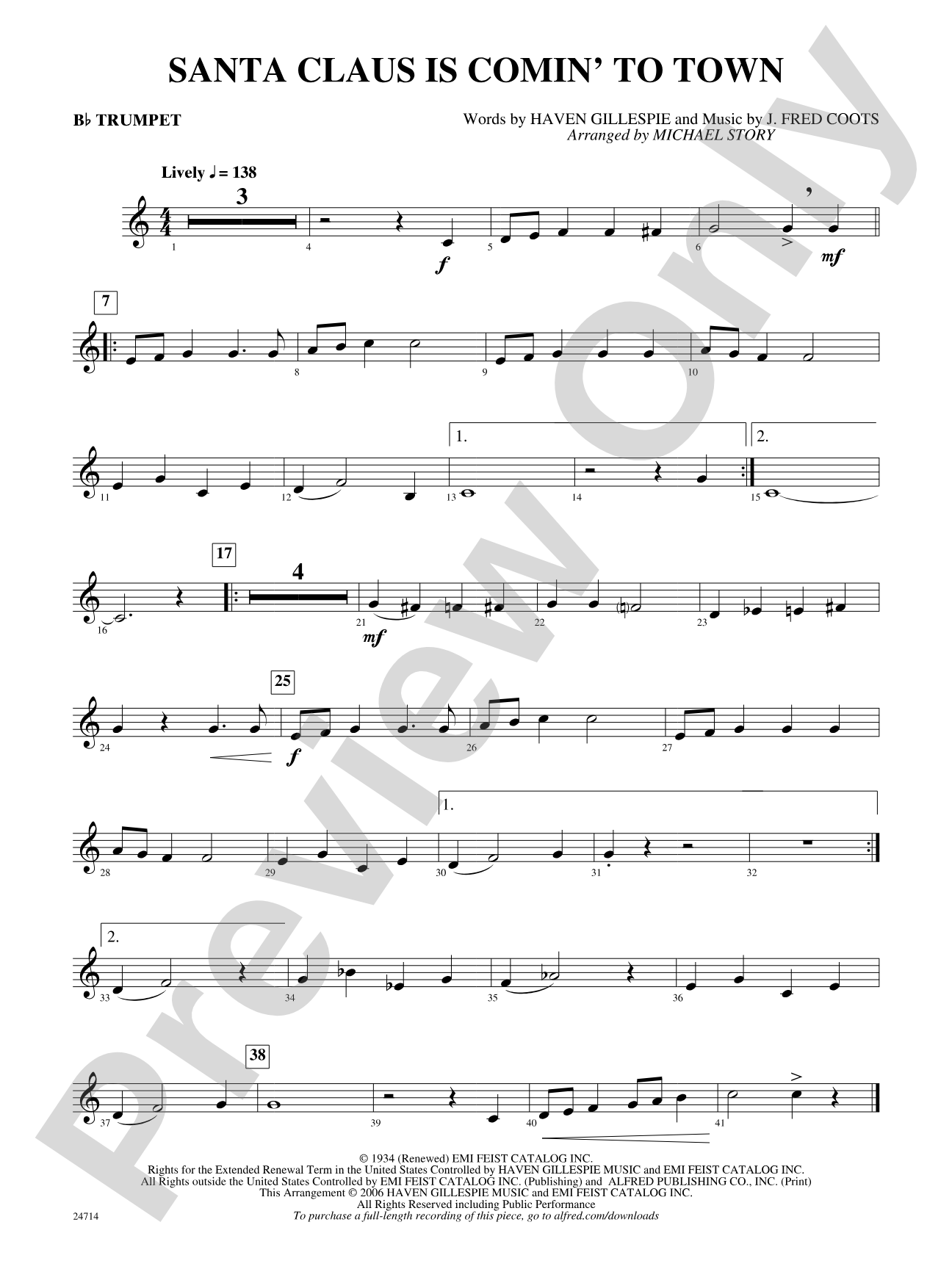Santa Claus Is Comin' to Town: 1st B-flat Trumpet