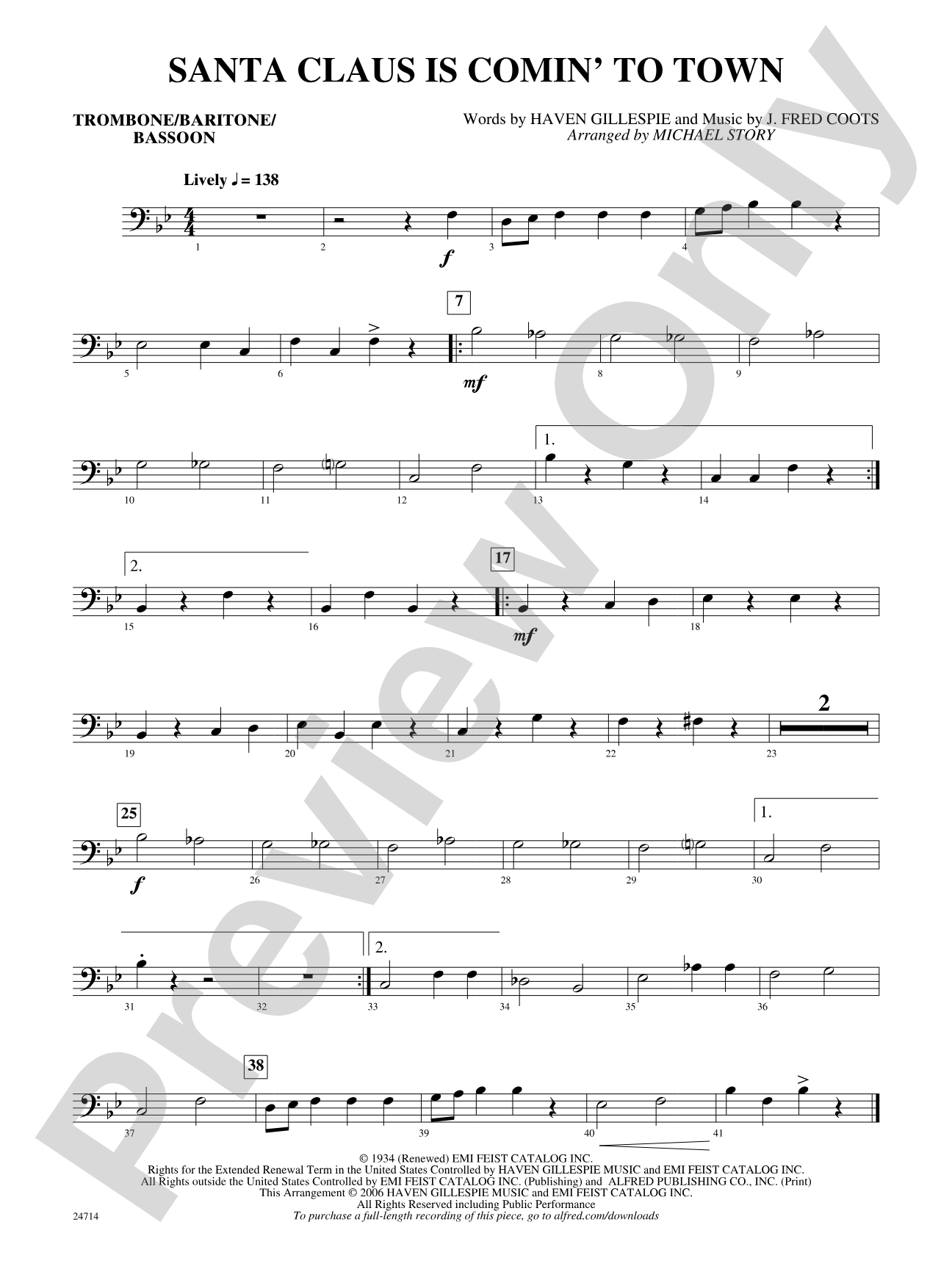 Santa Claus Is Comin' to Town: 1st Trombone
