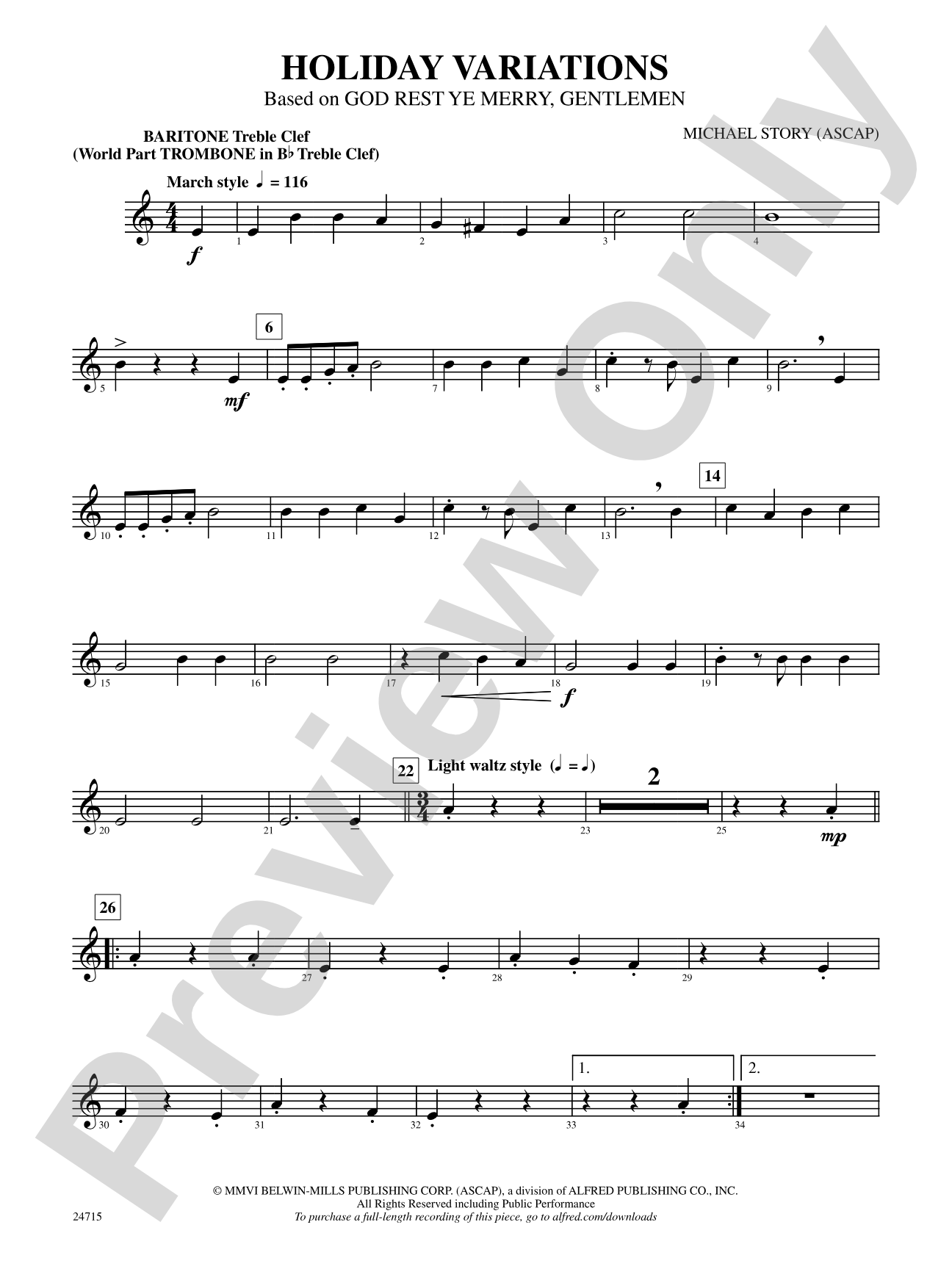 Holiday Variations (Based on "God Rest Ye Merry, Gentlemen"): Baritone T.C.