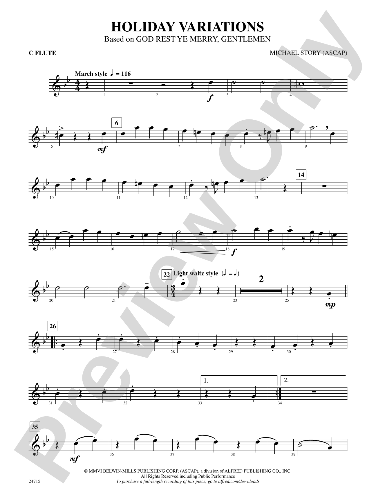 Holiday Variations (Based on "God Rest Ye Merry, Gentlemen"): Flute
