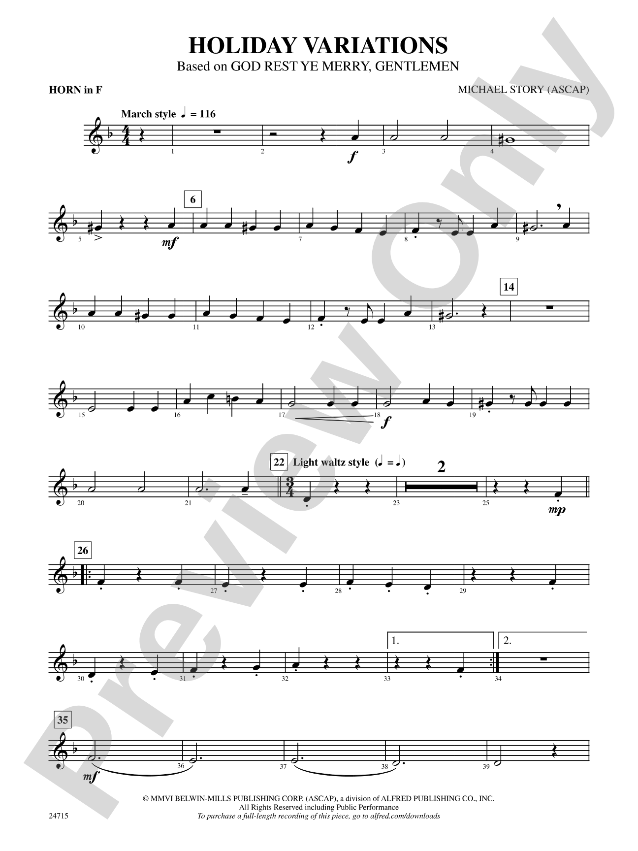 Holiday Variations (Based on "God Rest Ye Merry, Gentlemen"): 1st F Horn