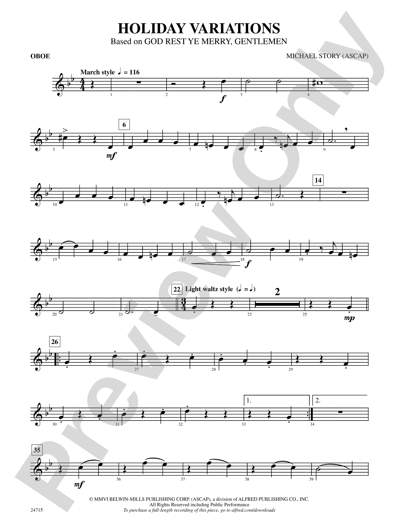 Holiday Variations (Based on "God Rest Ye Merry, Gentlemen"): Oboe