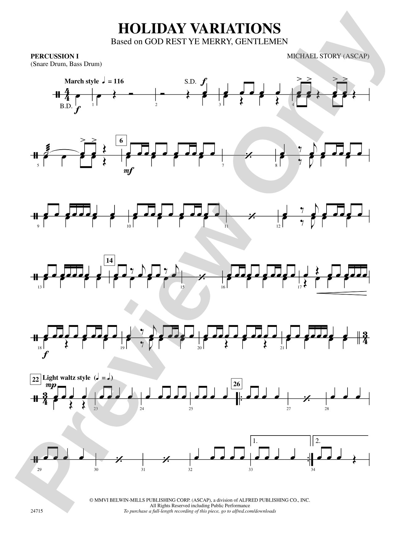 Holiday Variations (Based on "God Rest Ye Merry, Gentlemen"): 1st Percussion