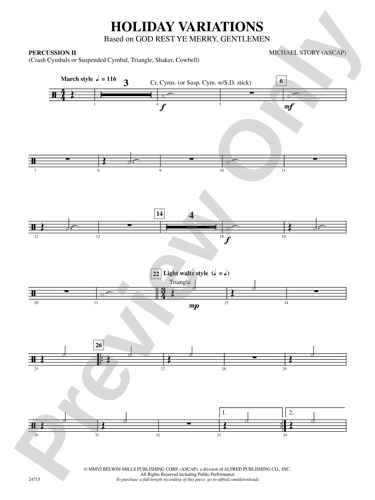 Holiday Variations (Based on "God Rest Ye Merry, Gentlemen"): 2nd Percussion