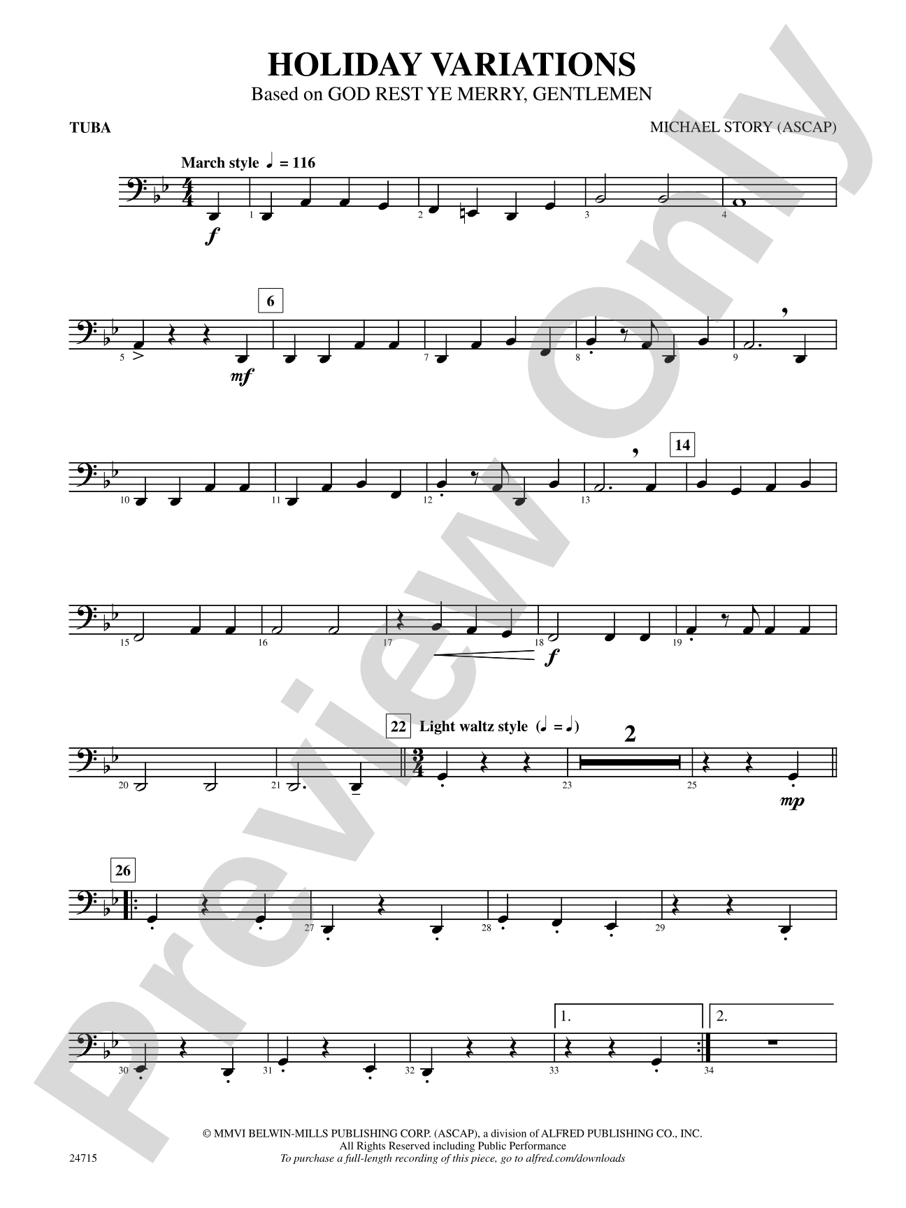 Holiday Variations (Based on "God Rest Ye Merry, Gentlemen"): Tuba