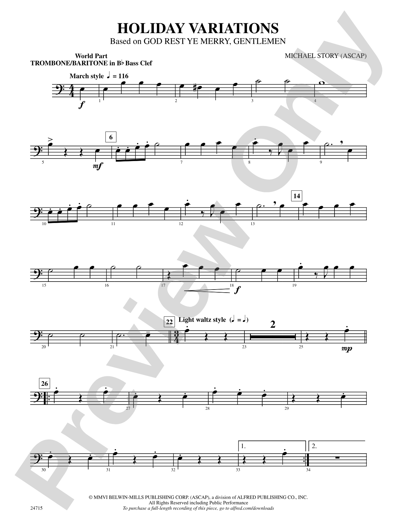 Holiday Variations (Based on "God Rest Ye Merry, Gentlemen"): (wp) B-flat Baritone B.C.