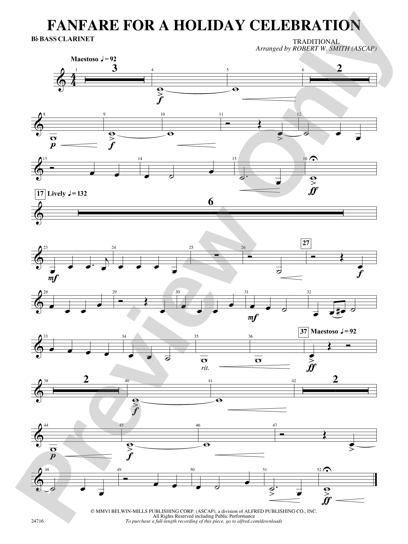Fanfare for a Holiday Celebration: B-flat Bass Clarinet