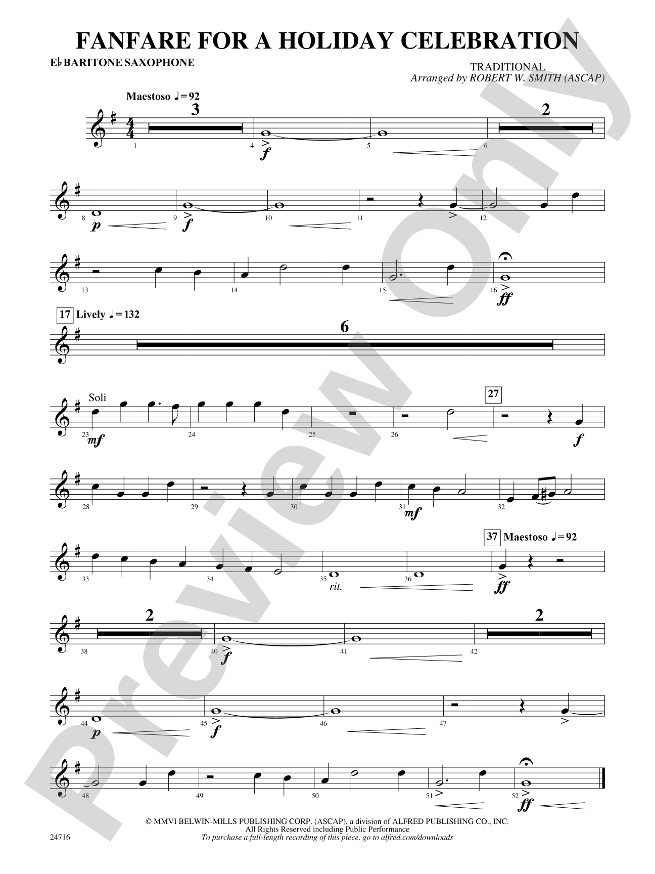 Fanfare for a Holiday Celebration: E-flat Baritone Saxophone