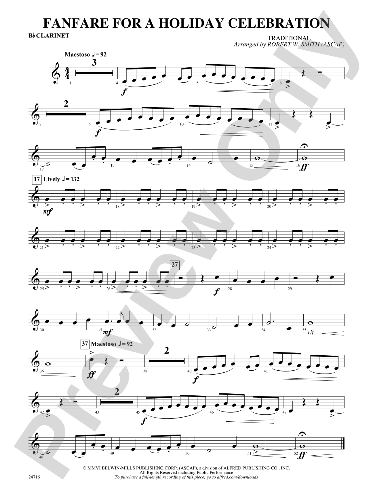 Fanfare for a Holiday Celebration: 1st B-flat Clarinet
