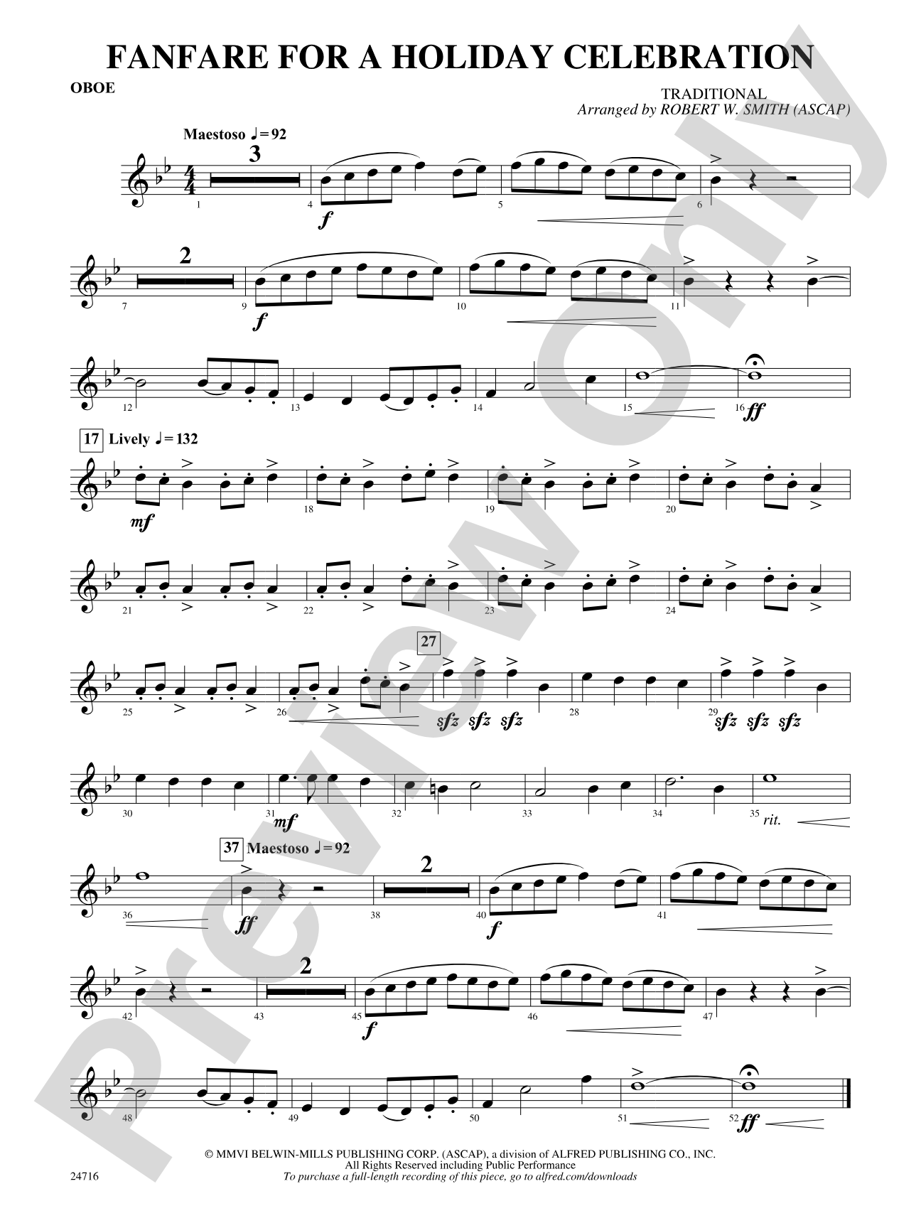 Fanfare for a Holiday Celebration: Oboe