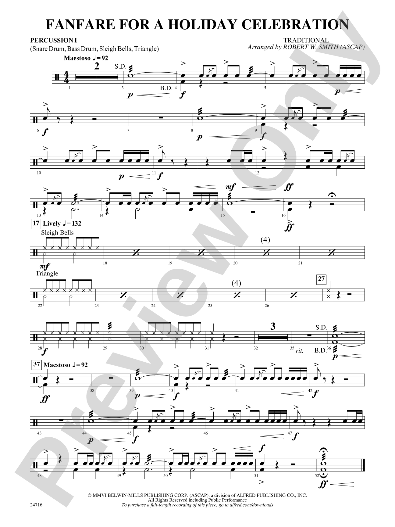 Fanfare for a Holiday Celebration: 1st Percussion