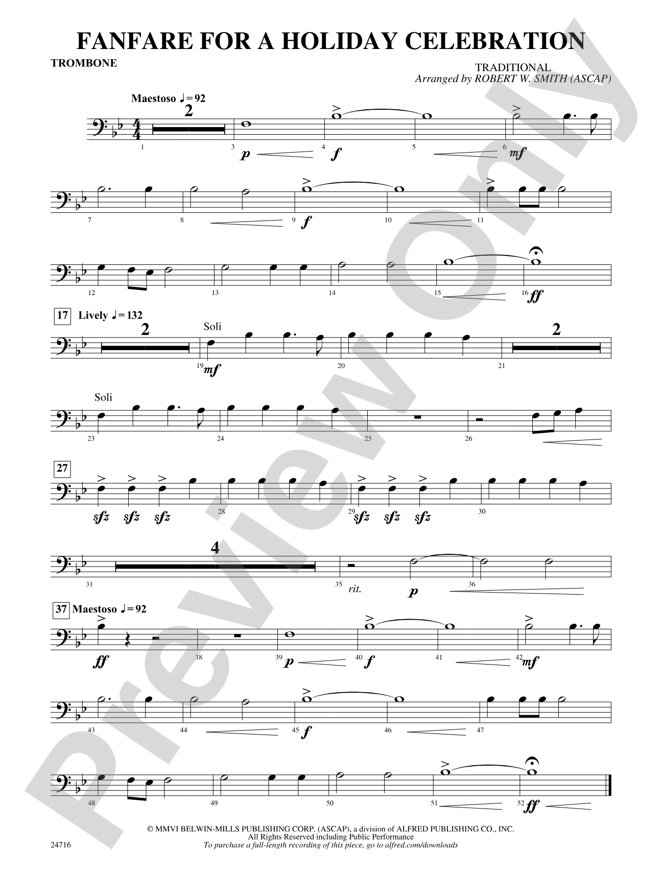 Fanfare for a Holiday Celebration: 1st Trombone