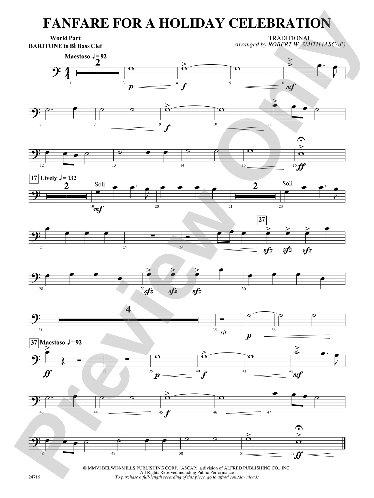 Fanfare for a Holiday Celebration: (wp) B-flat Baritone B.C.