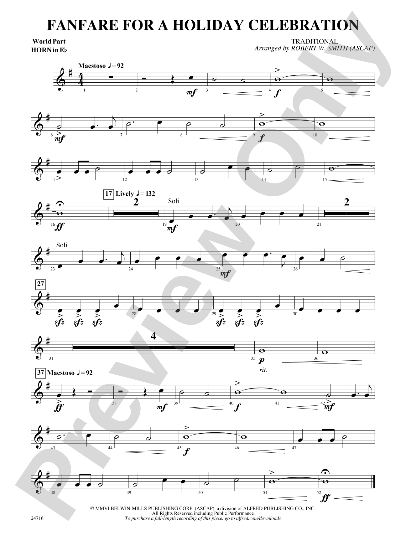Fanfare for a Holiday Celebration: (wp) 1st Horn in E-flat