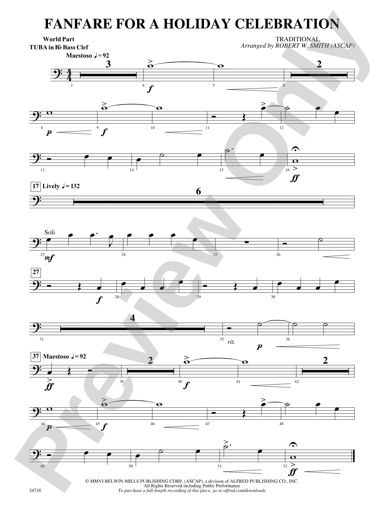 Fanfare for a Holiday Celebration: (wp) B-flat Tuba B.C.