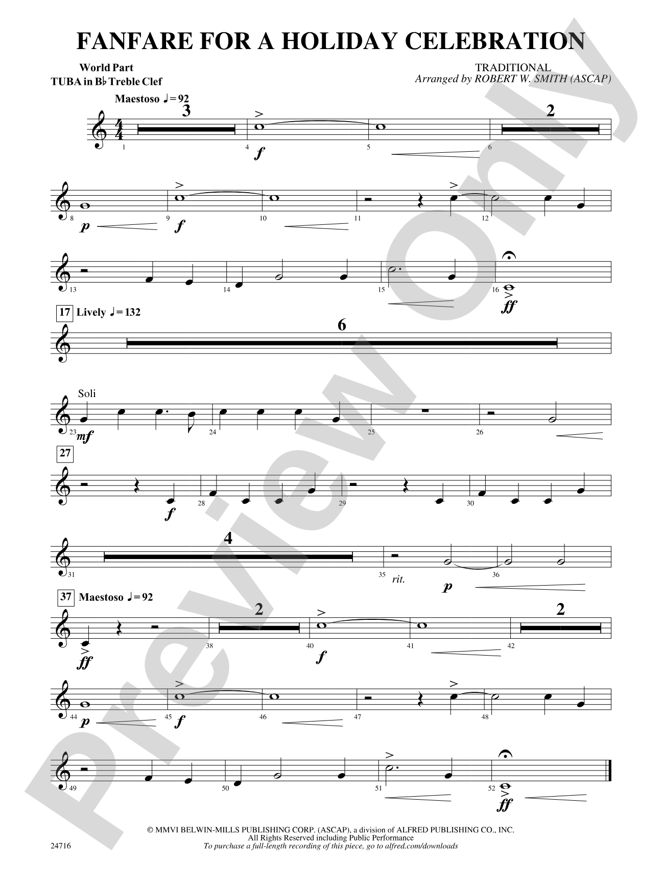 Fanfare for a Holiday Celebration: (wp) B-flat Tuba T.C.