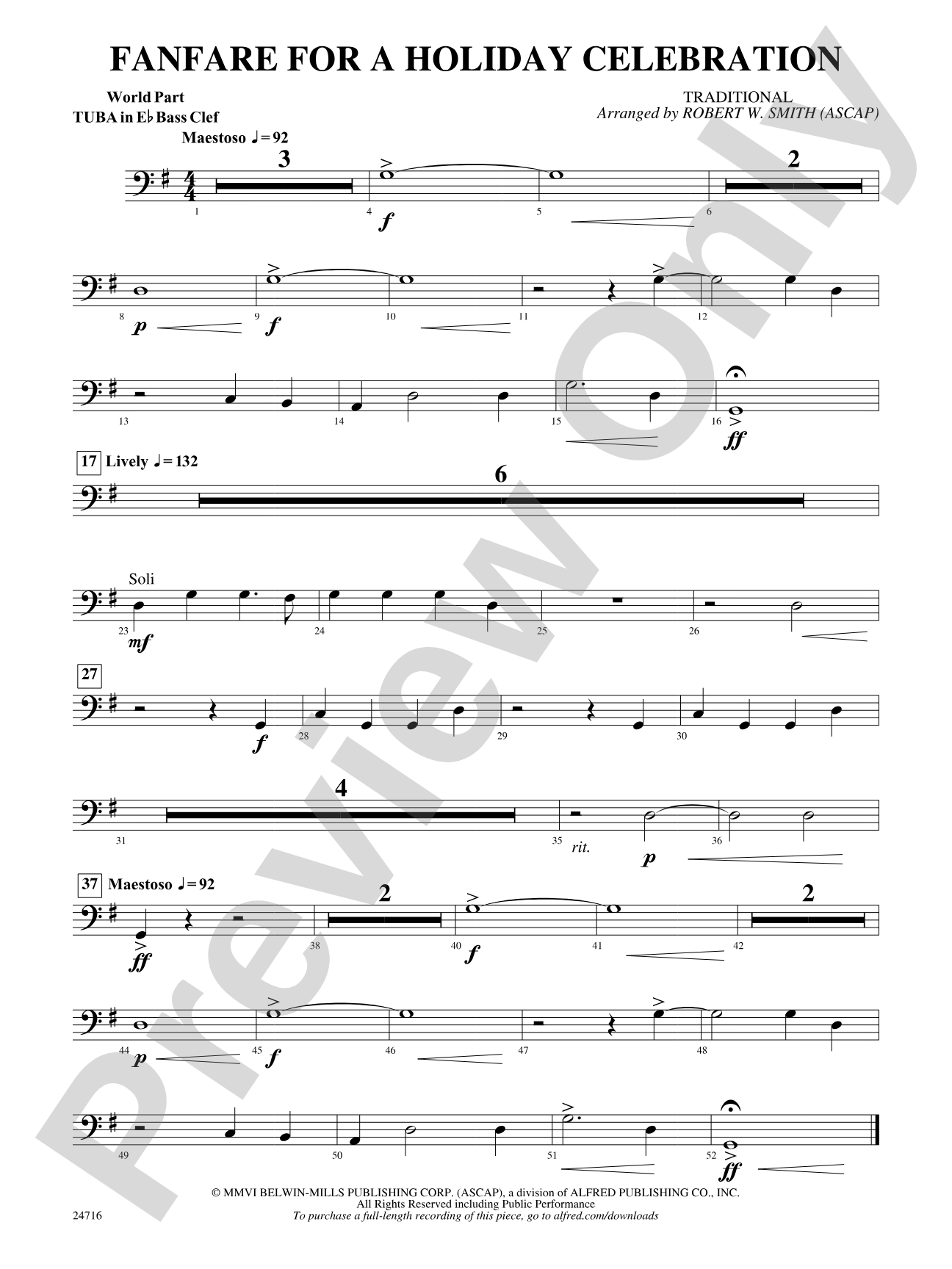 Fanfare for a Holiday Celebration: (wp) E-flat Tuba B.C.