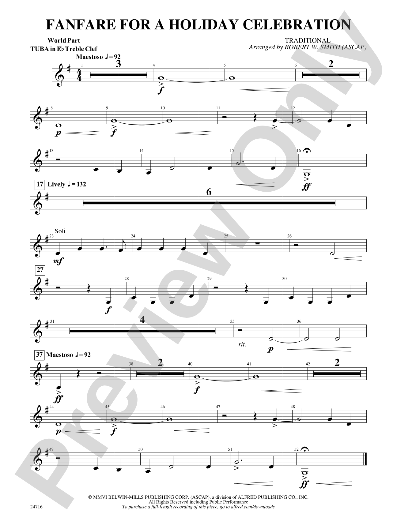 Fanfare for a Holiday Celebration: (wp) E-flat Tuba T.C.