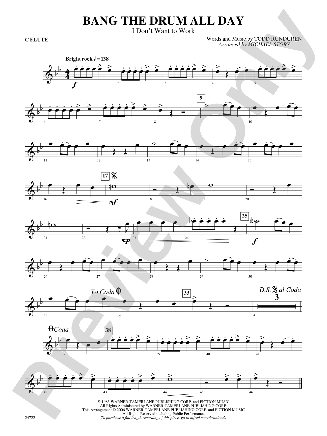 Bang the Drum All Day (I Don't Want to Work): Flute