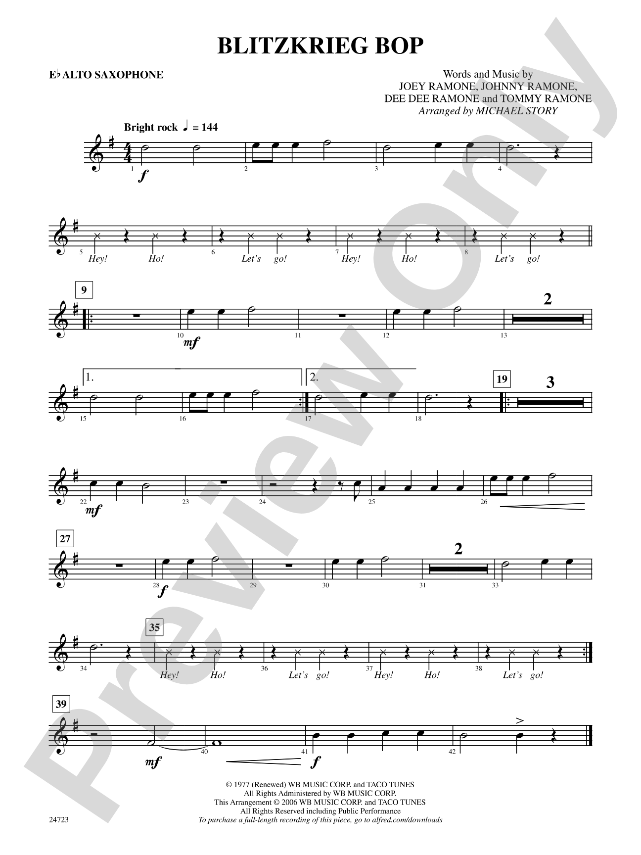 Blitzkrieg Bop: E-flat Alto Saxophone