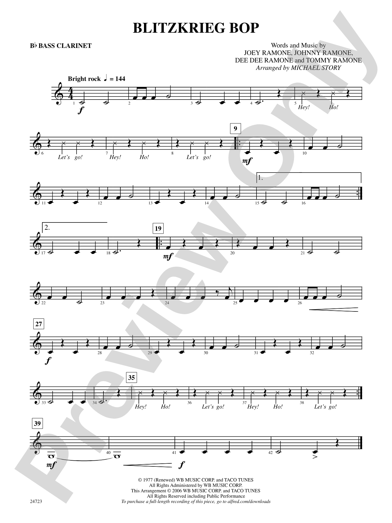 Blitzkrieg Bop: B-flat Bass Clarinet