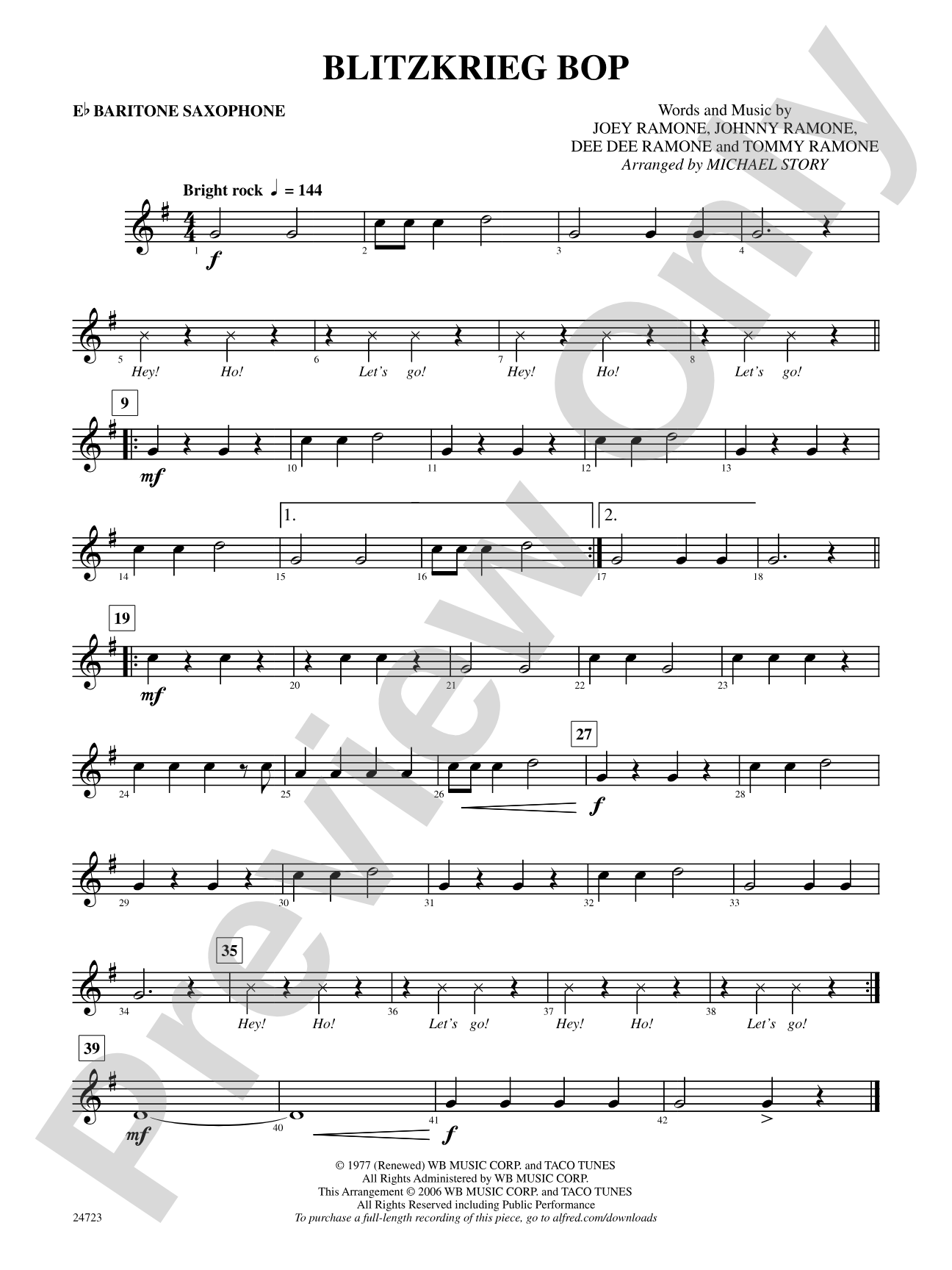 Blitzkrieg Bop: E-flat Baritone Saxophone