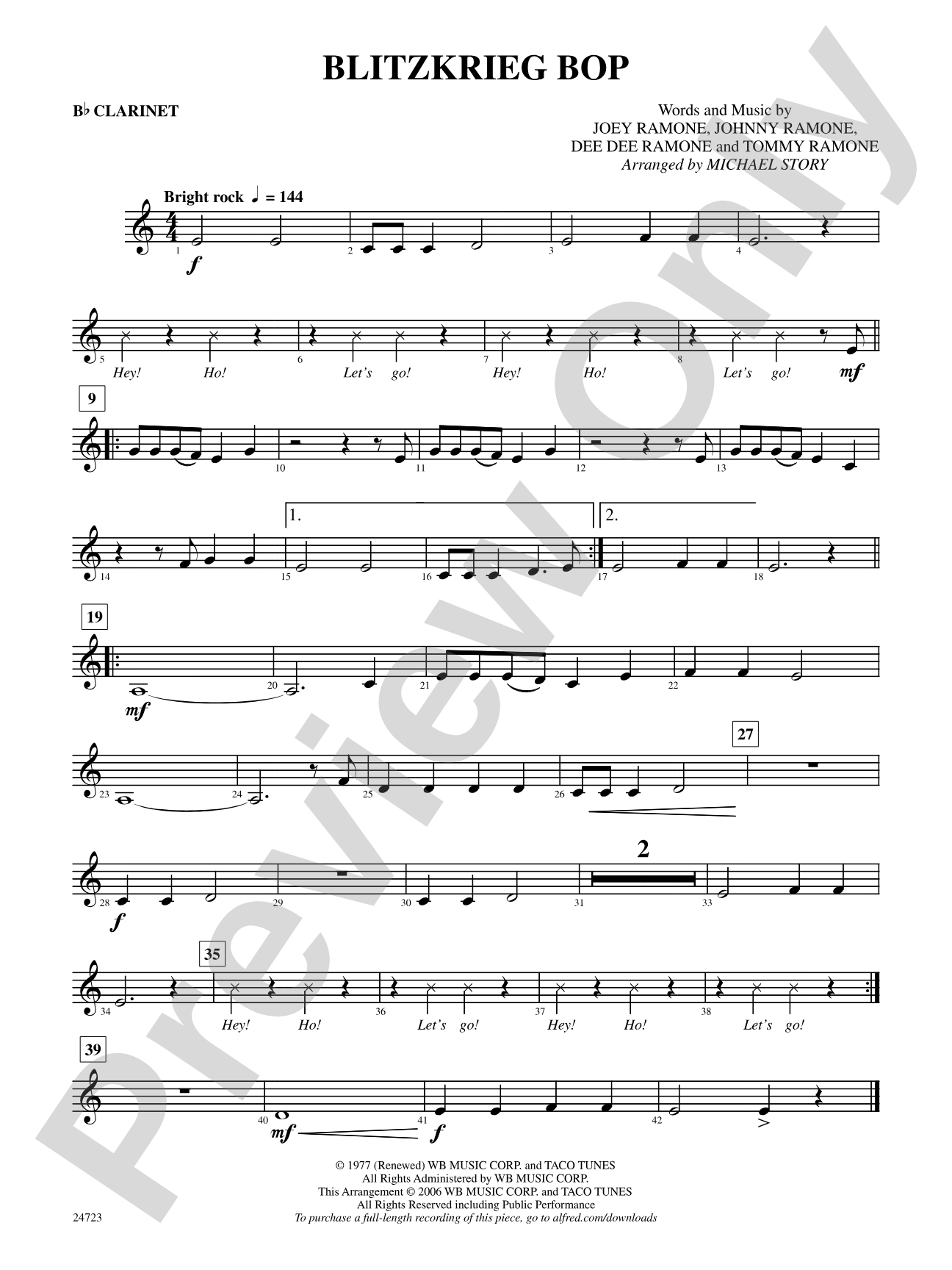 Blitzkrieg Bop: 1st B-flat Clarinet