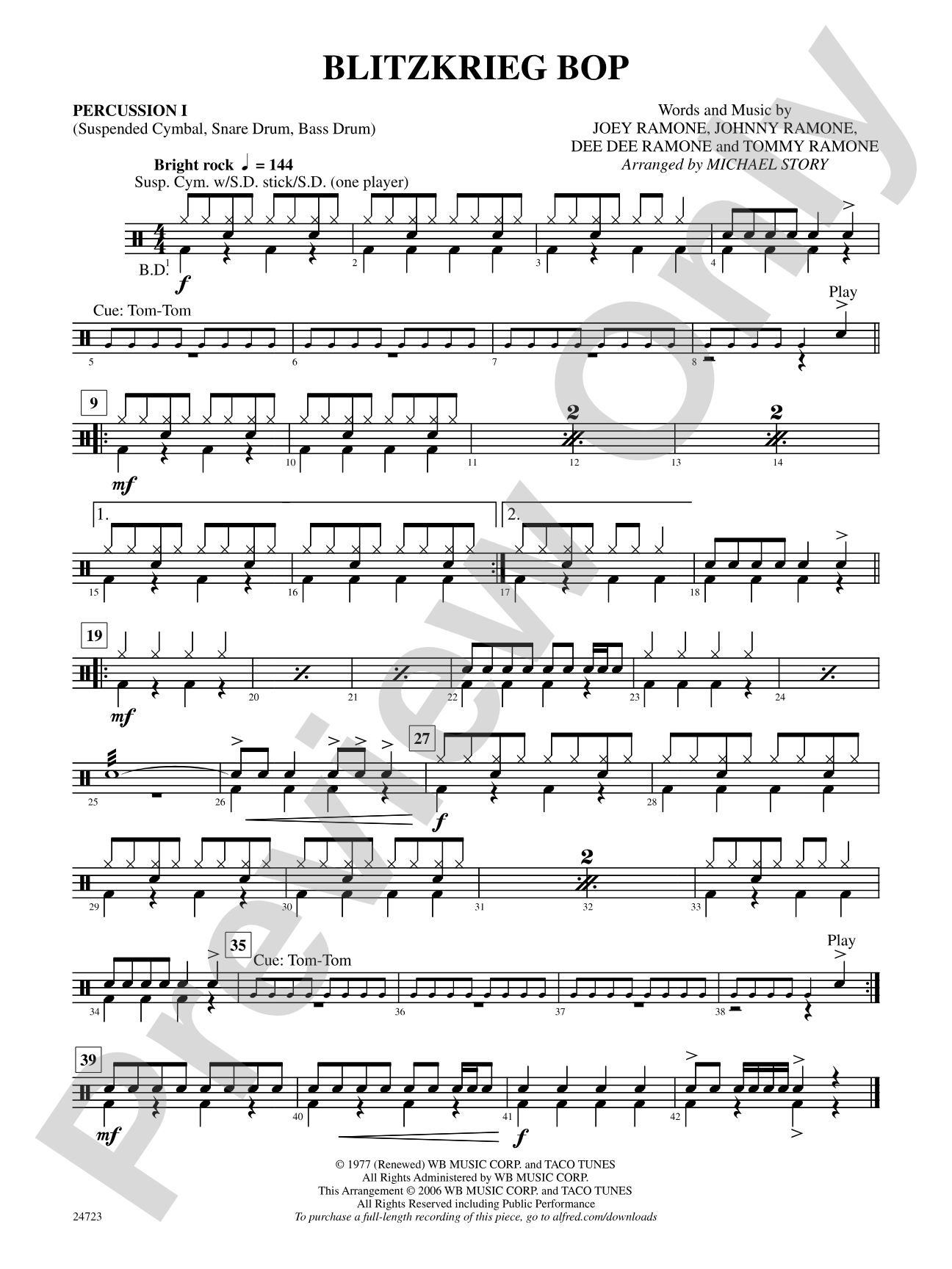Blitzkrieg Bop: 1st Percussion