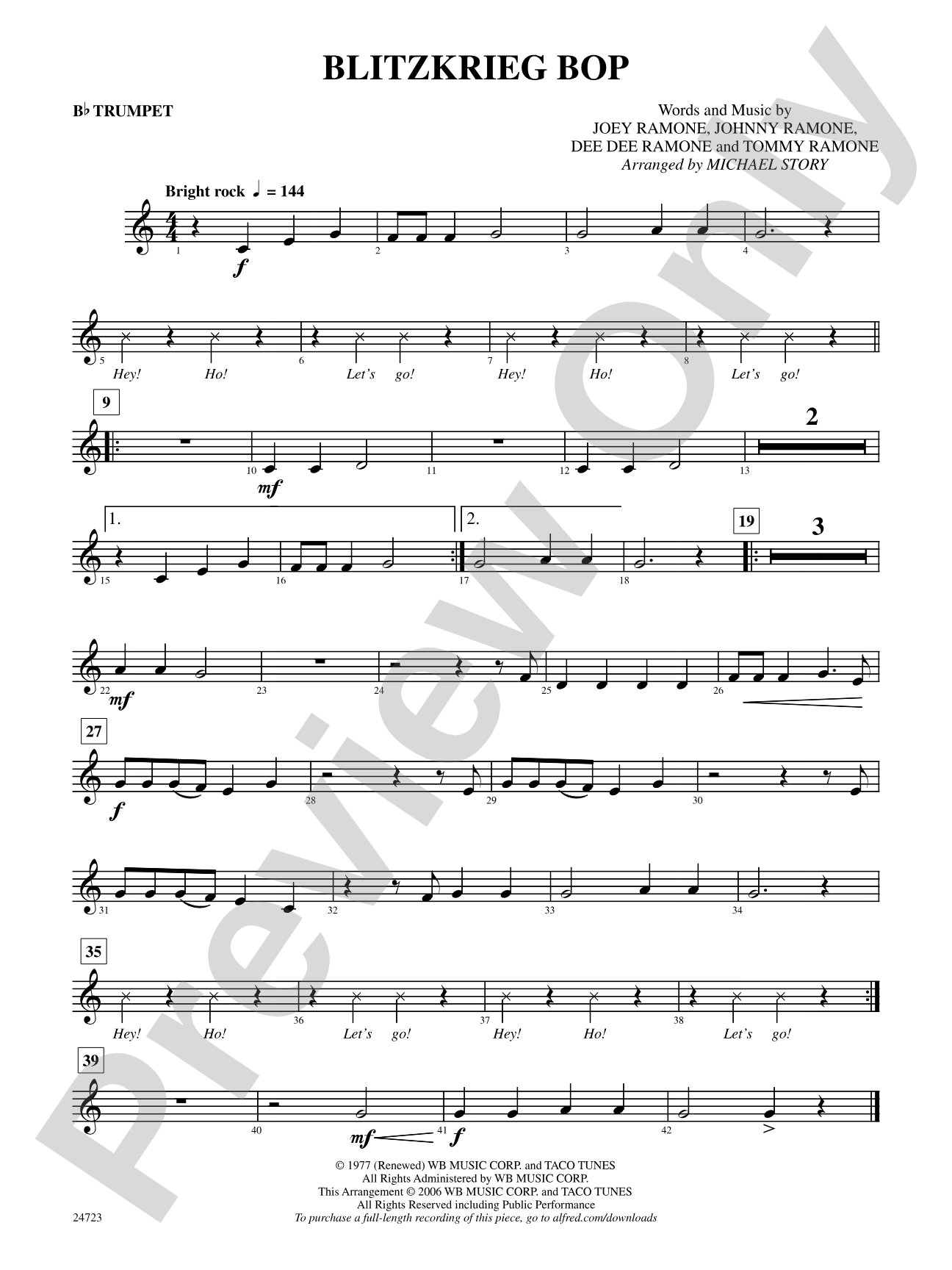 Blitzkrieg Bop: 1st B-flat Trumpet