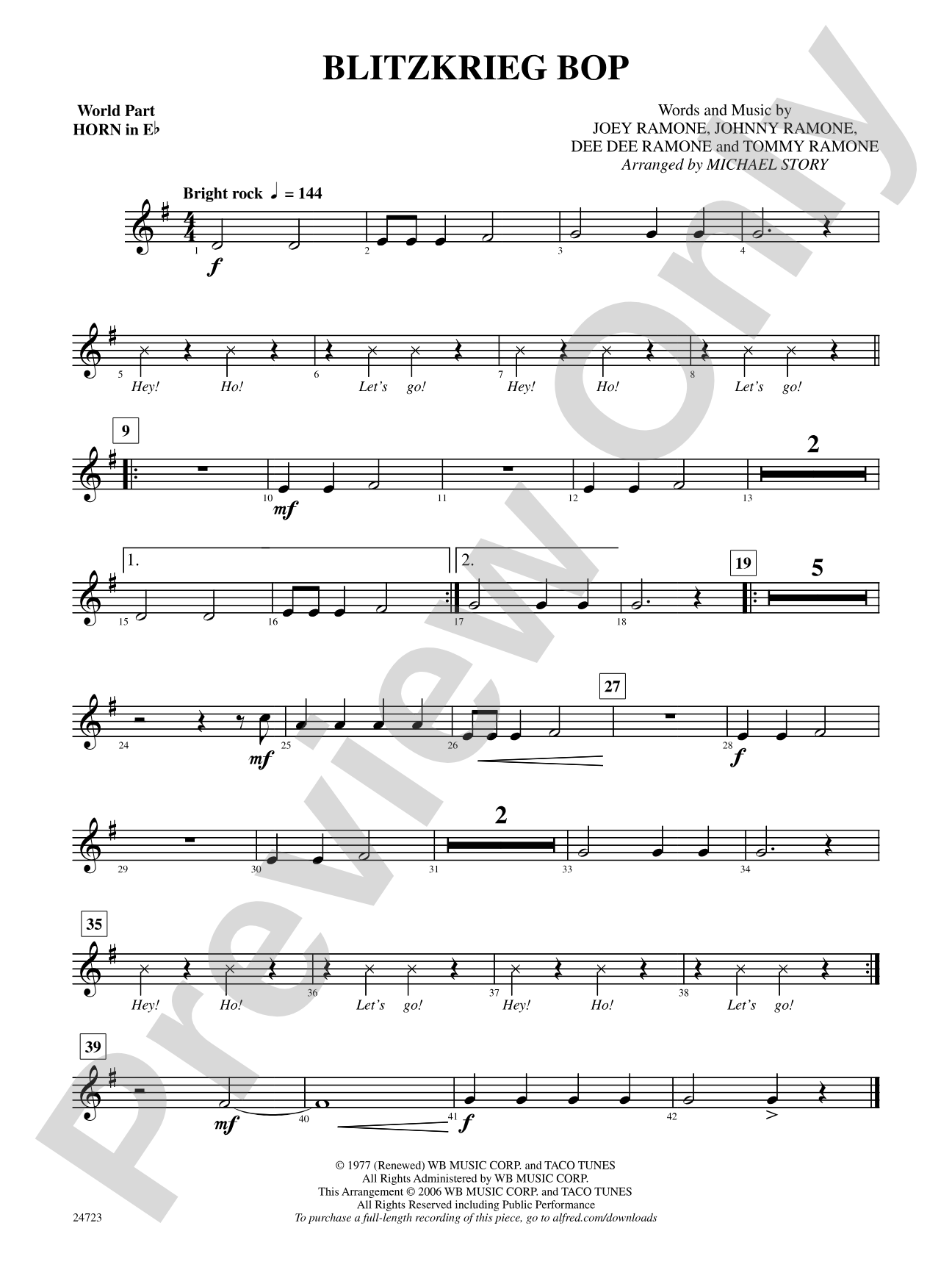 Blitzkrieg Bop: (wp) 1st Horn in E-flat