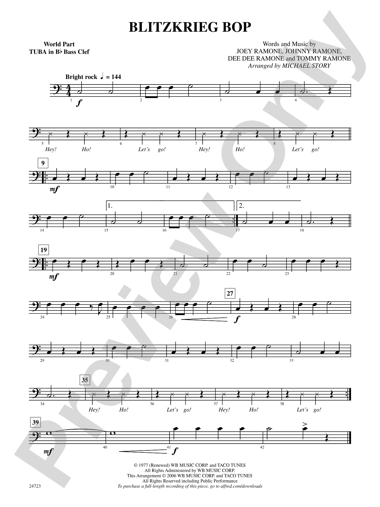Blitzkrieg Bop: (wp) B-flat Tuba B.C.