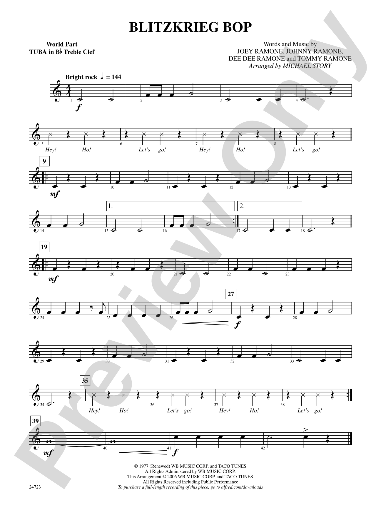 Blitzkrieg Bop: (wp) B-flat Tuba T.C.