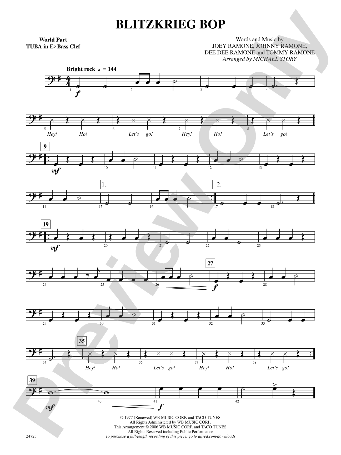 Blitzkrieg Bop: (wp) E-flat Tuba B.C.