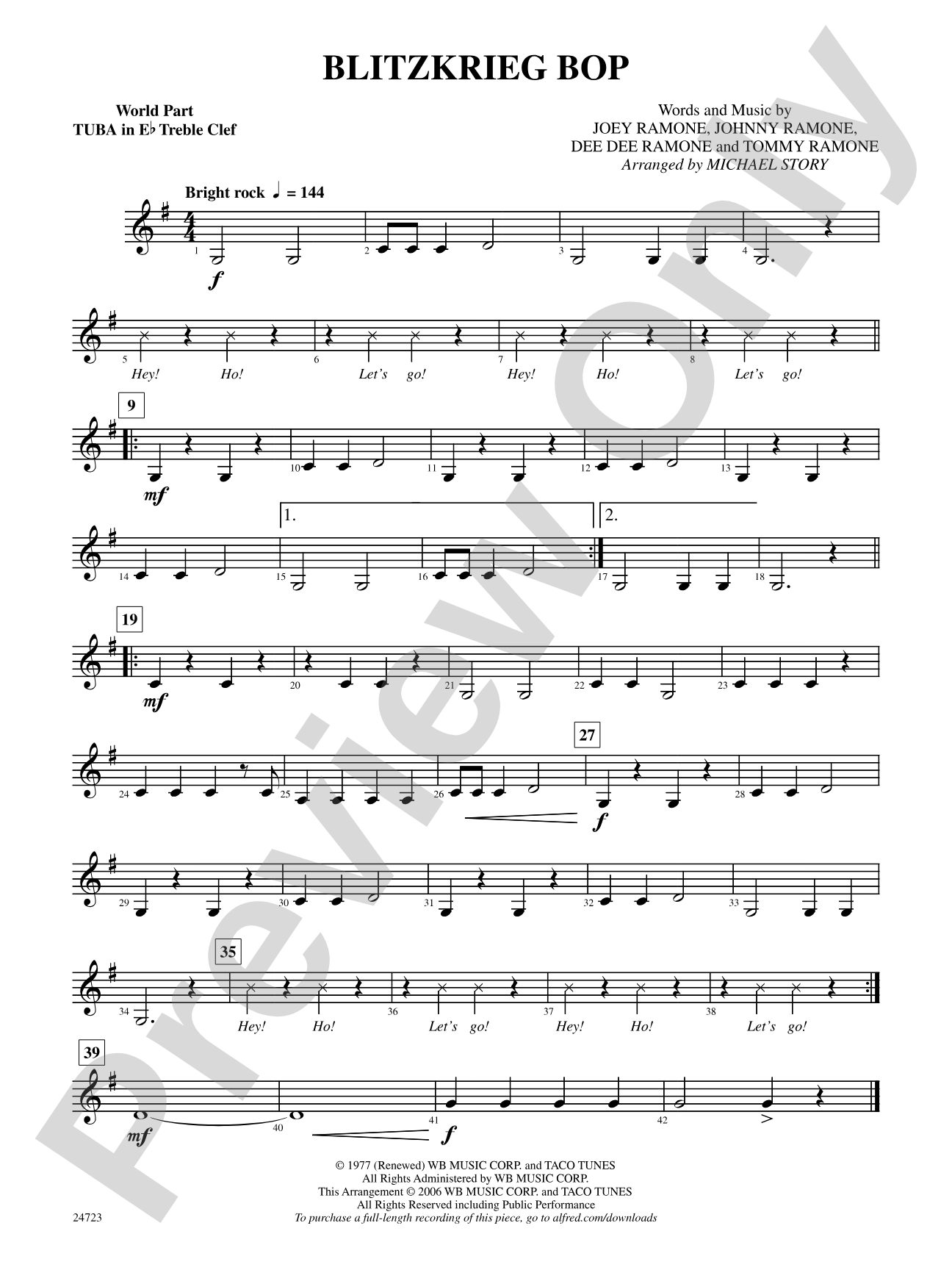 Blitzkrieg Bop: (wp) E-flat Tuba T.C.