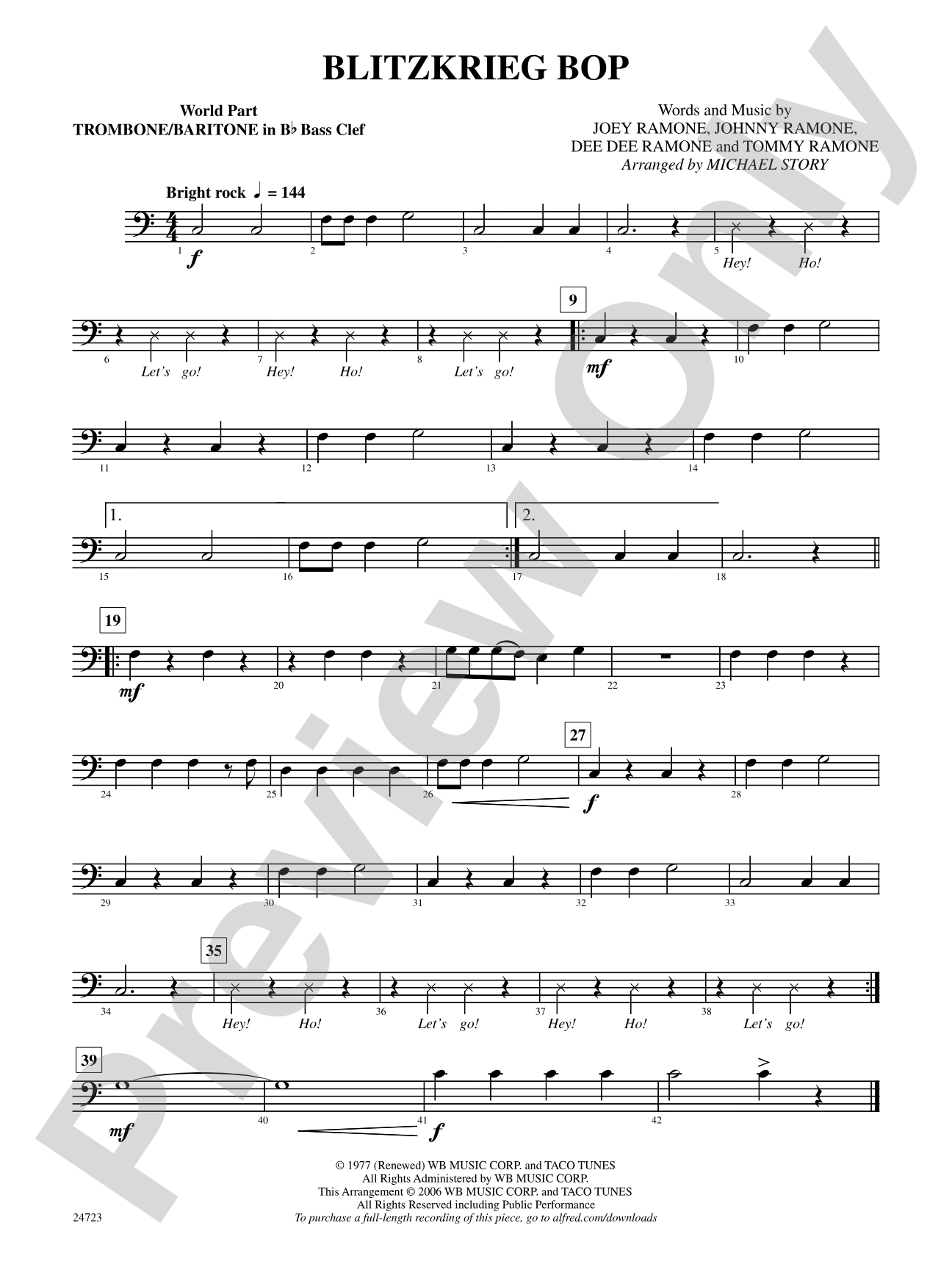 Blitzkrieg Bop: (wp) 1st B-flat Trombone B.C.