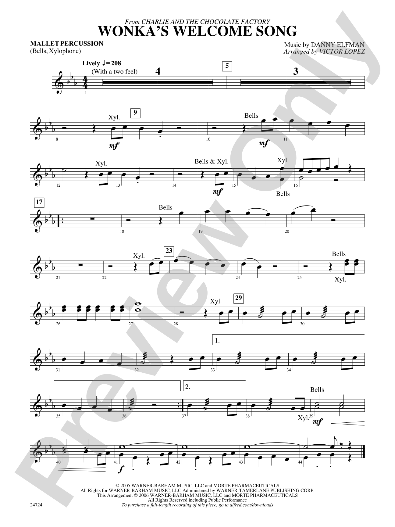 Wonka's Welcome Song (from Charlie and the Chocolate Factory): Mallets