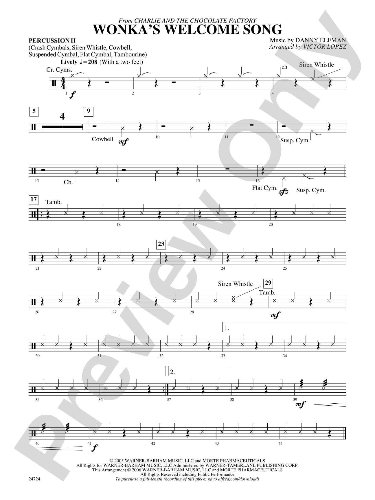 Wonka's Welcome Song (from Charlie and the Chocolate Factory): 2nd Percussion
